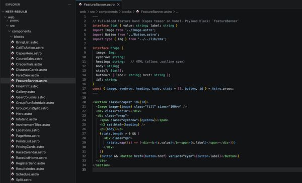 Astro blocks screenshot
